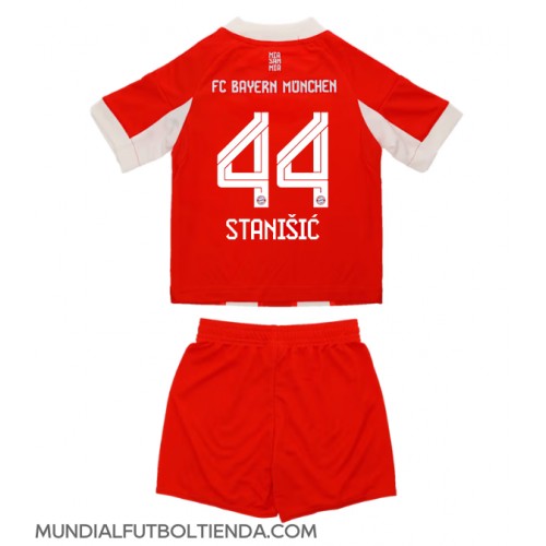 Camiseta Bayern Munich Josip Stanisic #44 Primera Equipación Replica 2025-26 para niños mangas cortas (+ Pantalones cortos)